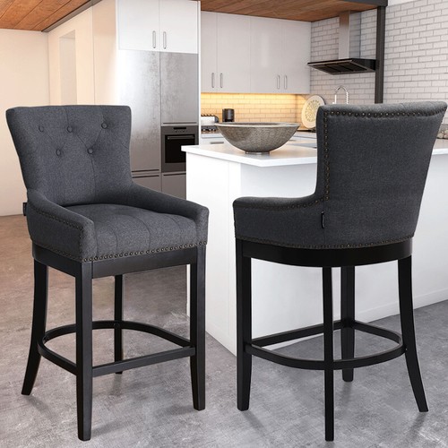 Accent grey fabric bar stools - fabric,