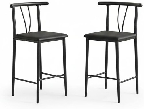 Set bar stools black pu - set,
