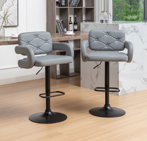 Set grey bar stools plush - set, of