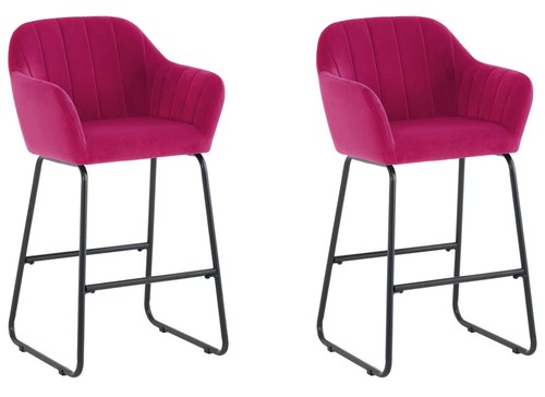 Pink velvet bar - pink, stools